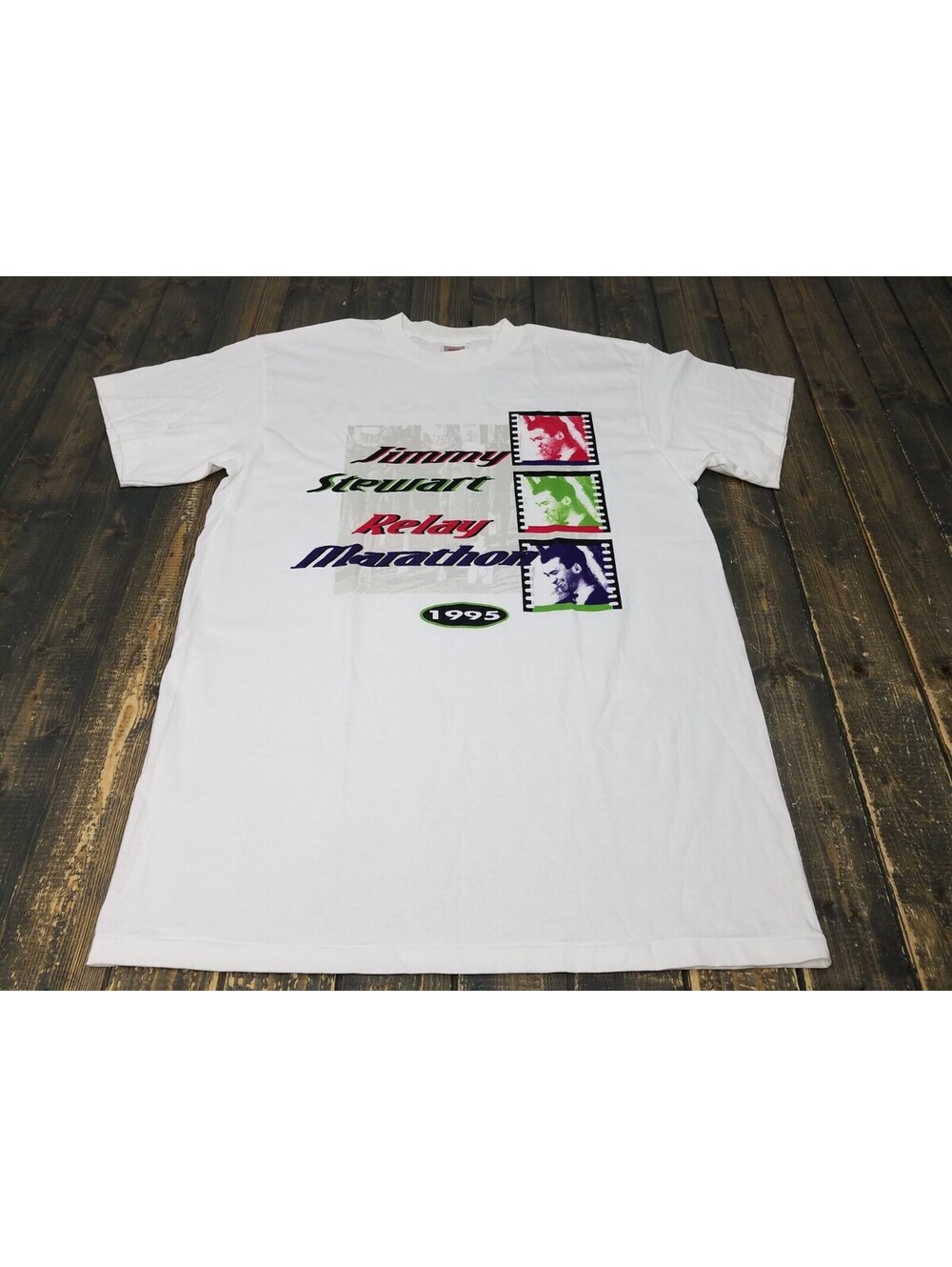 VINTAGE Nike 1995 Jimmy Stewart Relay Marathon Graphic Single Stitch Tee XL